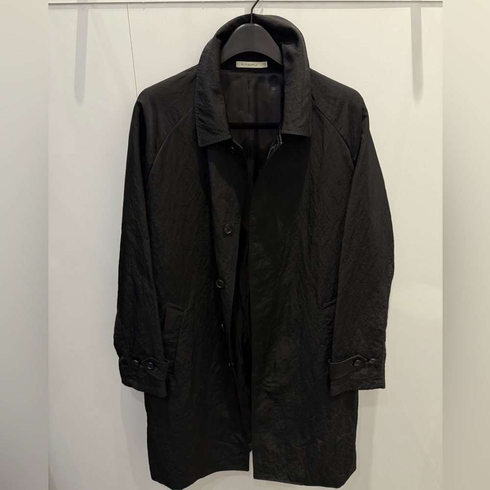 SUITSUPPLY Black Nylon Trench Rain Coat 44R XL